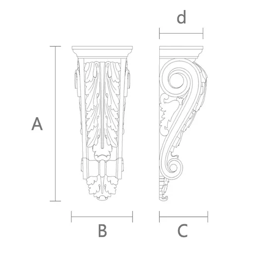 KR-012 Wood corbel with acanthus scroll classical design